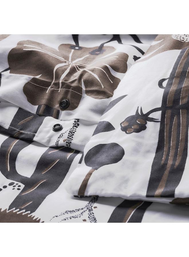 erorex Duvet cover and pillowcase, white/black/brown, 150x200/50x80 cm - Image 4