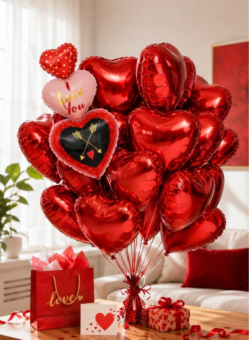 زينة بالونات قلب أحمر 12+1 – بالونات كبيرة جدًا بحجم 38 بوصة مكتوب عليها «I Love You» لتزيين يوم الحب، بالونات على شكل قلب لتزيين ذكرى الزواج، وزينة بالونات مميزة لعيد الفالنتاين - Image 4