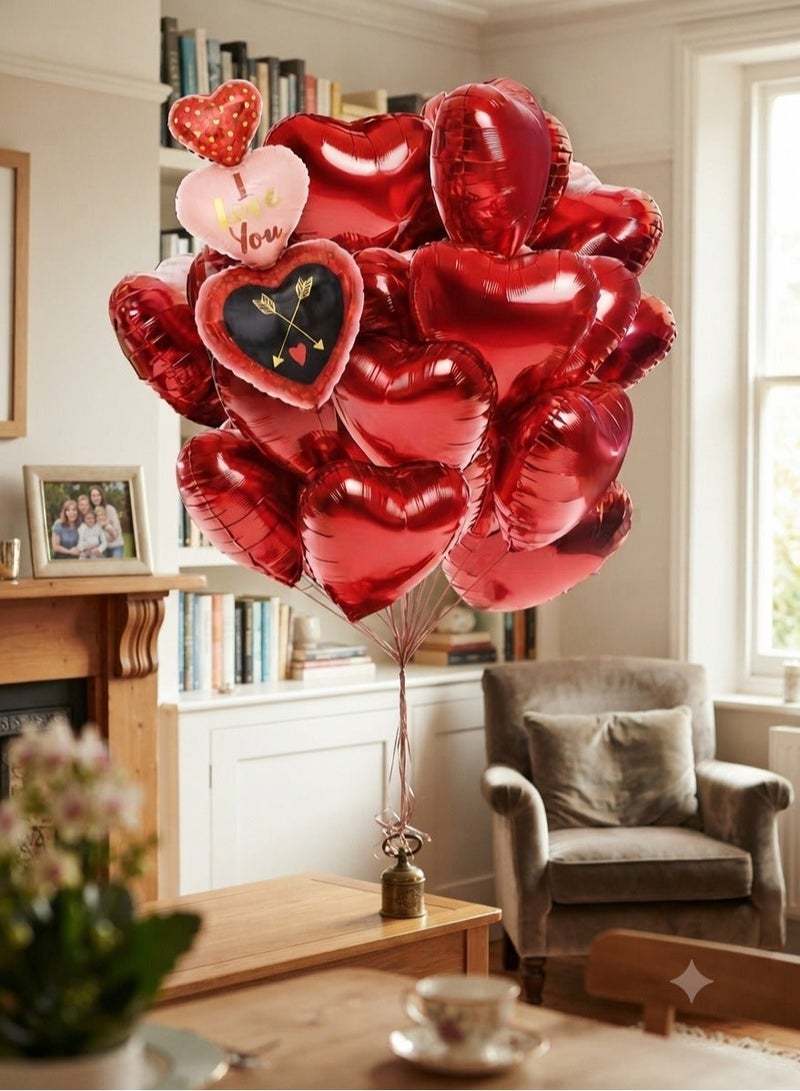 زينة بالونات قلب أحمر 12+1 – بالونات كبيرة جدًا بحجم 38 بوصة مكتوب عليها «I Love You» لتزيين يوم الحب، بالونات على شكل قلب لتزيين ذكرى الزواج، وزينة بالونات مميزة لعيد الفالنتاين - Image 2