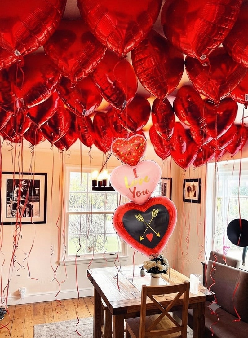 زينة بالونات قلب أحمر 12+1 – بالونات كبيرة جدًا بحجم 38 بوصة مكتوب عليها «I Love You» لتزيين يوم الحب، بالونات على شكل قلب لتزيين ذكرى الزواج، وزينة بالونات مميزة لعيد الفالنتاين - Image 5