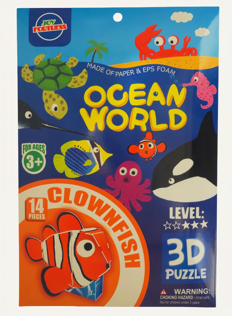 Kid's Ocean World Animals DIY Puzzle: 3D Clown Fish Paper Model Kit - Quick Assembly Educational Toy to Boost Spatial IQ - Image 2