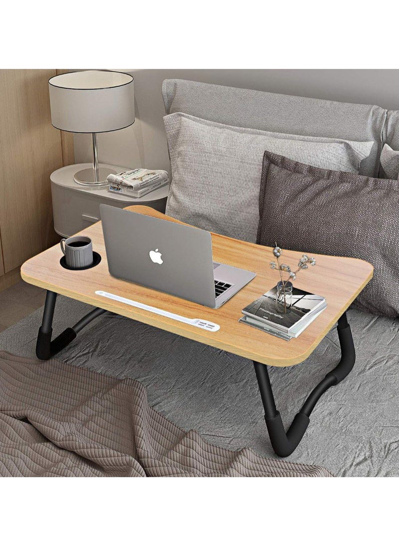 Generic Foldable Laptop Bed Table with USB Charging Port, Cup Holder & Storage Drawer – Portable for Work & Reading  - Image 1