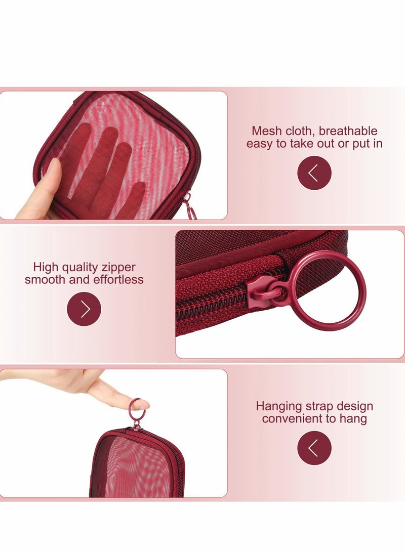 Excefore Mesh Makeup Bag, 4Pcs Clear Toiletry Pouch with Zipper Mini Portable Cosmetic Travel Purse Bag for Daily Toiletries Accessories(Red) - Image 3