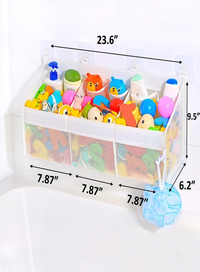 KPH has improved the bath toy holder experience, with the bathtub toy storage adding 6 pockets and a super breathable mesh bath toy storage that dries quickly, bath toy organizer， Easy to use - Image 2