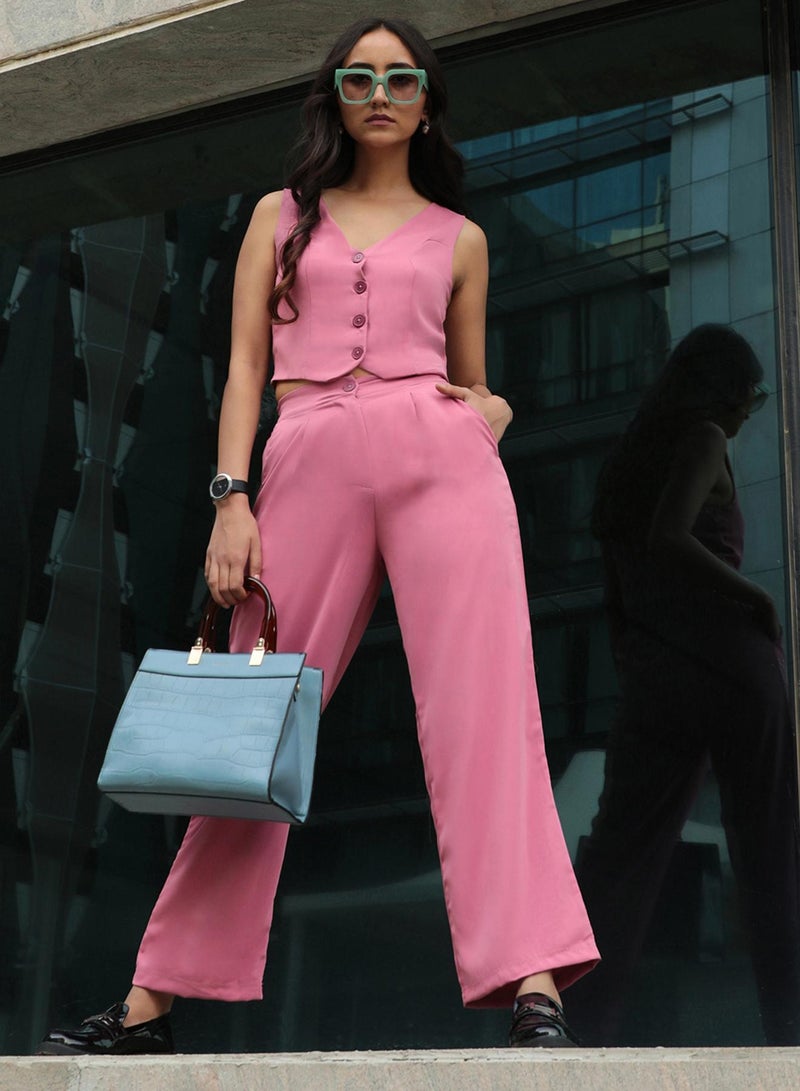 PINACOLADA Women's Salmon Pink Vest Co-Ord Set - Image 2
