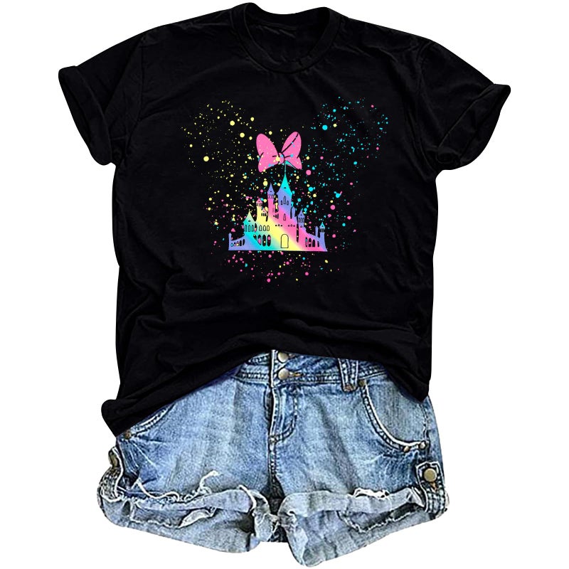 UNIQUEONE Magical Shirt for Women Magic Kingdom Tshirt Family Vacation Tee Castle Graphic Short Sleeve Tops - Image 1