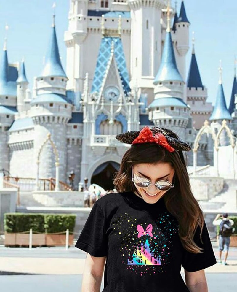 UNIQUEONE Magical Shirt for Women Magic Kingdom Tshirt Family Vacation Tee Castle Graphic Short Sleeve Tops - Image 2