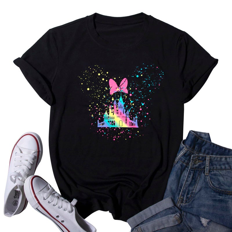 UNIQUEONE Magical Shirt for Women Magic Kingdom Tshirt Family Vacation Tee Castle Graphic Short Sleeve Tops - Image 5