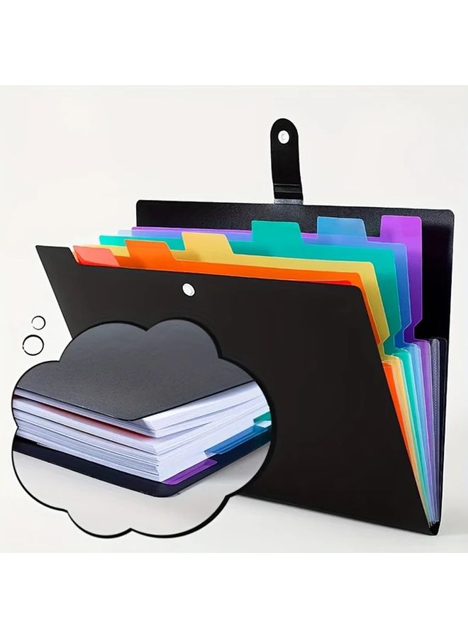 Black 7 Pocket Expanding File Organizer Large Capacity Durable PP Material for Documents - Image 5