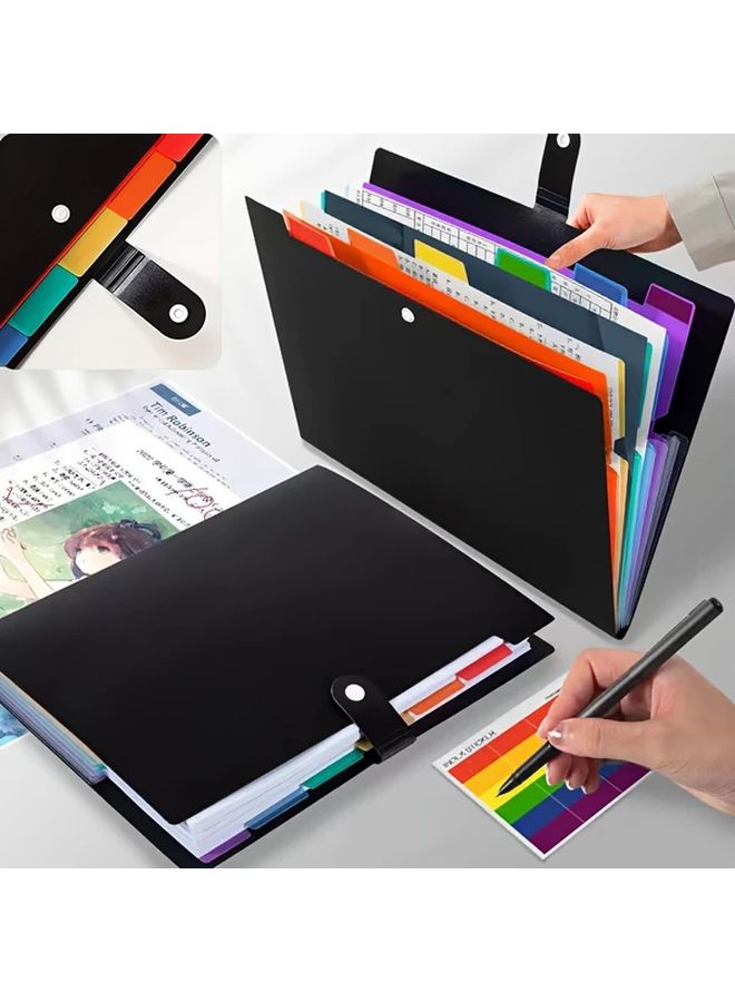 Black 7 Pocket Expanding File Organizer Large Capacity Durable PP Material for Documents - Image 1