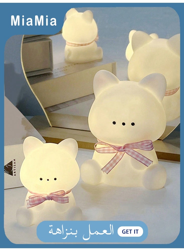 ميأميأ قطعتان من مصابيح ليلية على شكل قطة لتزيين المكتب، مصباح ليلي لغرفة النوم والسرير، هدايا للعطلات وعيد الحب للأولاد والبنات، ديكور جو - Image 1