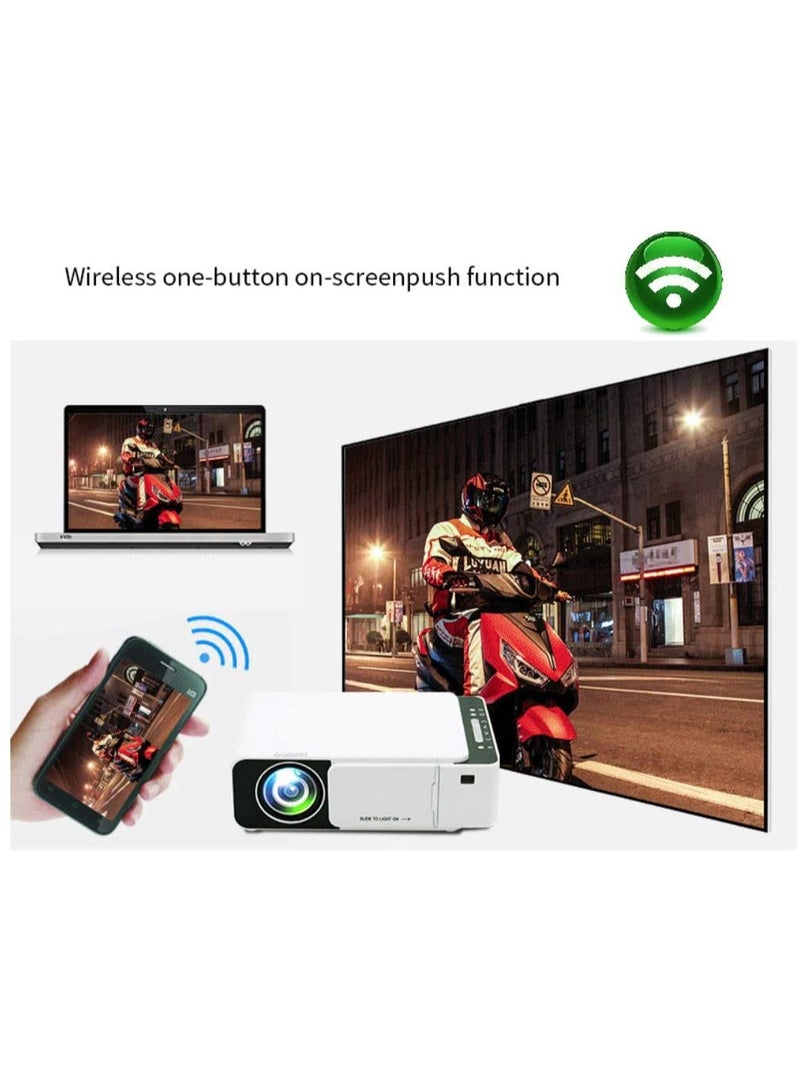 T5 Portable Mini Projector [100 ANSI Lumens/Screen Size upto 30-170 inches ] [ Airplay/Miracast Wireless Mobile Mirroring ] WiFi YouTube Home Theater Movie Outdoor Projector - White - Image 2