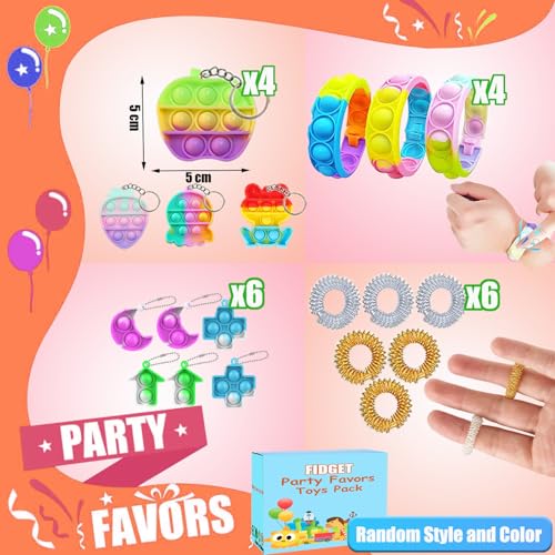 Huastyle 124 Pack Fidget Toys for Kids Stress Relief Sensory Toy with Autism Autistic Treasure Box Toys for Classroom Prizes for Kids Party Favors Pinata Stuffers Stocking Stuffers - Image 5