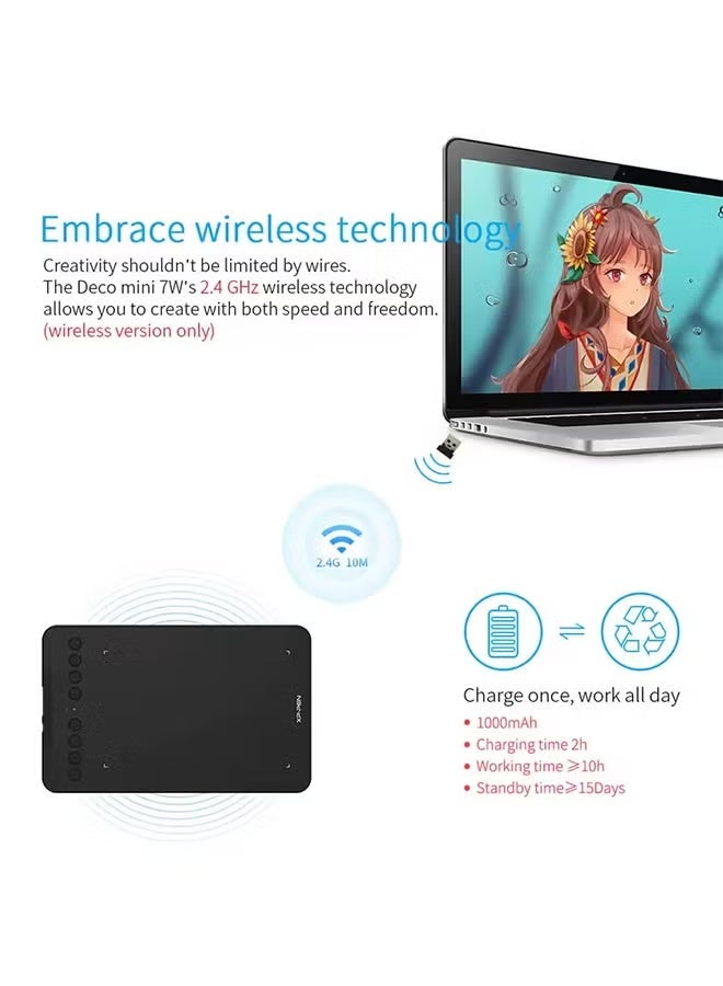XPPen Deco Mini7W Wireless Drawing Tablet 7*4 Inch Graphics Tablet With 60 Tilt 8192 Levels for Windows Mac Android Art Design - Image 4