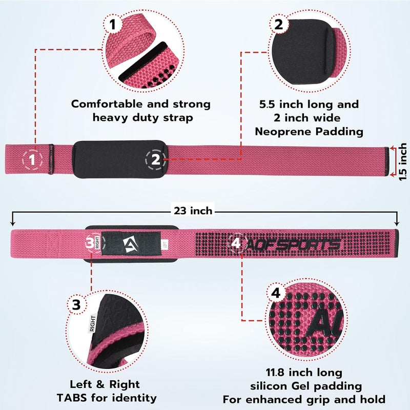 AQF Lifting Wrist Straps for Weightlifting, Powerlifting & Deadlifts – 23” Neoprene Padded Cotton Straps for Strength Training & Gym Workouts - Maximum Grip Support for Men & Women - Image 3