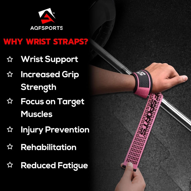 AQF Lifting Wrist Straps for Weightlifting, Powerlifting & Deadlifts – 23” Neoprene Padded Cotton Straps for Strength Training & Gym Workouts - Maximum Grip Support for Men & Women - Image 4