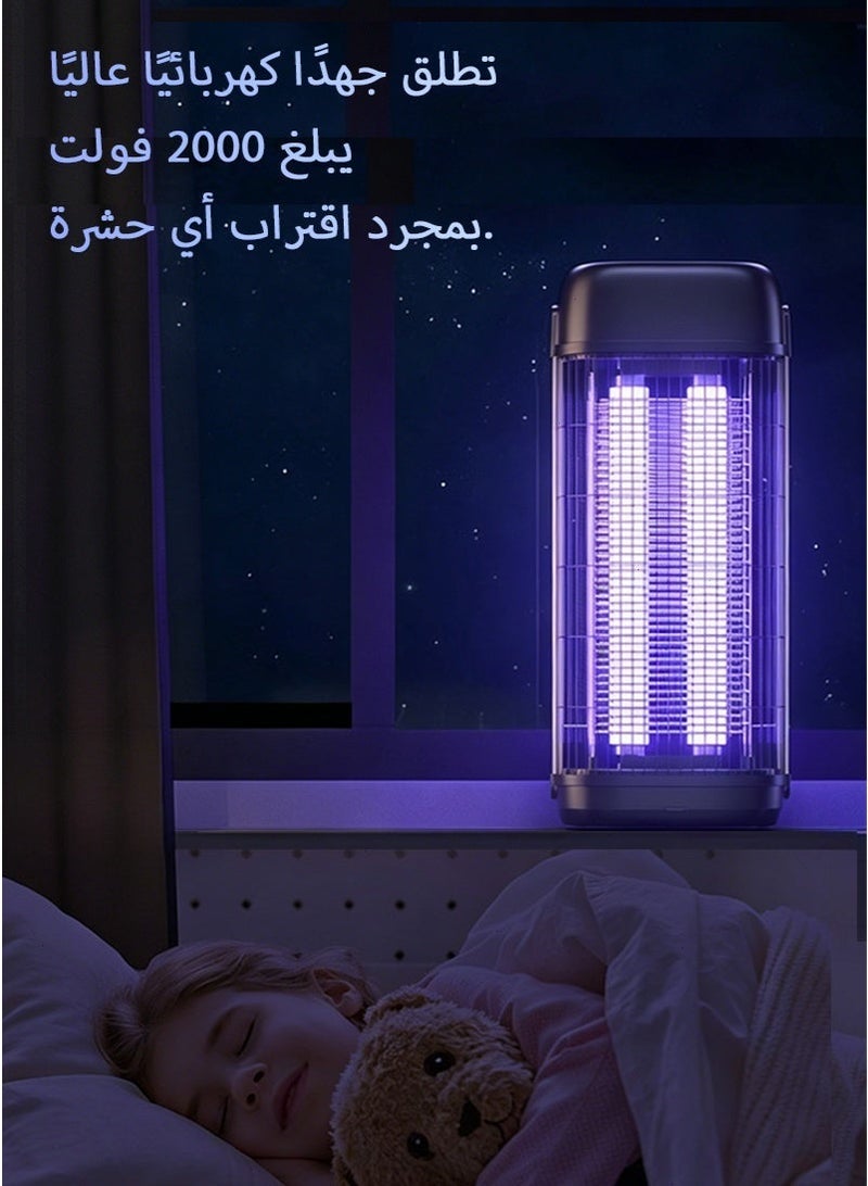 جميسون صاعق حشرات كهربائي 40 واط - مصيدة بعوض قاتل الناموس الكهربائي مزدوج الأنابيب وشبكة صعق مزدوجة الجانب مع صينية تنظيف سهلة + مقبض + سلسلة تعليق | آمن للداخل والخارج والمطبخ - Image 3