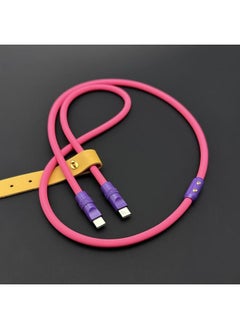 Generic Mobile Phone Color Matching Fast Charging Silicone Tablet IPhone Data Line Apple 16Pro Computer PD For IPad-Color:Rose Red + Purple Shell + Slider-Line Length:0.5m (usb To Apple 8-14 Front/12w)  - Image 3