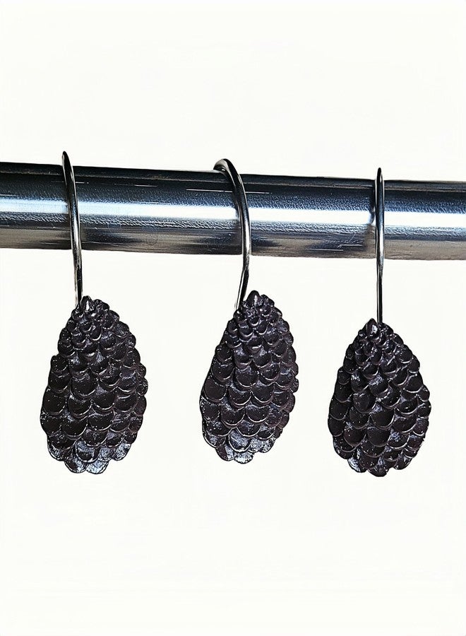 Twofishes Decorative Pinecone Shower Curtain Hooks Bathroom Rolling Hangers Curtain Rings Pack of 12 - Image 2
