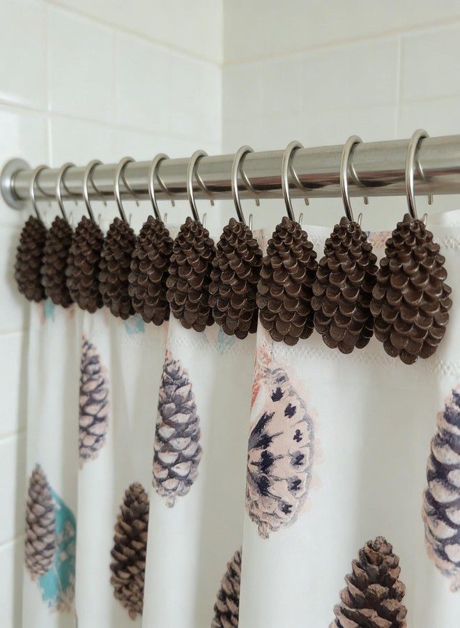 Twofishes Decorative Pinecone Shower Curtain Hooks Bathroom Rolling Hangers Curtain Rings Pack of 12 - Image 4