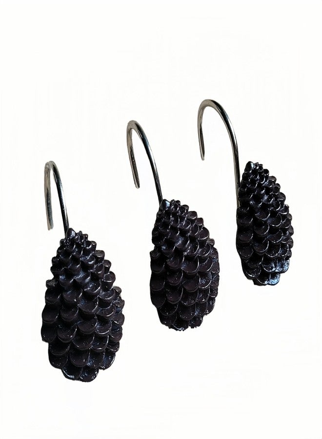 Twofishes Decorative Pinecone Shower Curtain Hooks Bathroom Rolling Hangers Curtain Rings Pack of 12 - Image 3