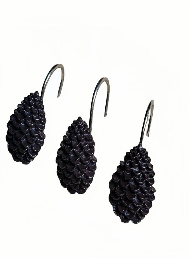 Twofishes Decorative Pinecone Shower Curtain Hooks Bathroom Rolling Hangers Curtain Rings Pack of 12 - Image 5