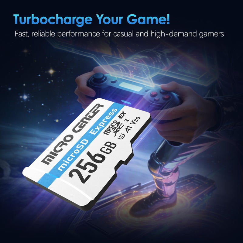 Micro Center بطاقة microSDXC بسعة 256 جيجابايت من Micro Center UHS-I U3 V30 A1، بطاقة ذاكرة MicroSD Express، تصل سرعة القراءة إلى 880 ميجابايت/ثانية وسرعة الكتابة تصل إلى 770 ميجابايت/ثانية - Image 3