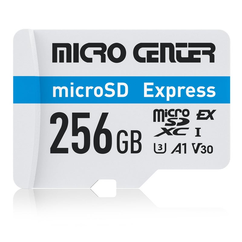 Micro Center بطاقة microSDXC بسعة 256 جيجابايت من Micro Center UHS-I U3 V30 A1، بطاقة ذاكرة MicroSD Express، تصل سرعة القراءة إلى 880 ميجابايت/ثانية وسرعة الكتابة تصل إلى 770 ميجابايت/ثانية - Image 1