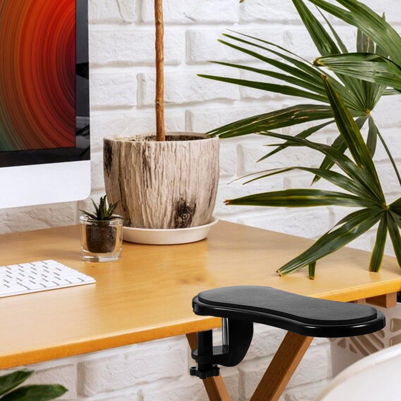 Ergonomic Rotatable Wrist Pad Keyboard Arm Rest Black Leather Sponge Surface - Image 4