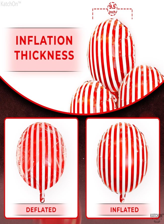 KatchOn, Red and White Striped Balloons - 18 Inch, Pack of 10 | Carnival balloons for Carnival Games | 4D Striped Circus Balloons | Red and White Circus Theme Party Decorations - Image 3
