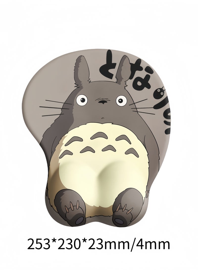 توتورو حاملة فأرة مريحة للمعصم مع دعم - مجموعة بساط مكتب من رغوة الذاكرة للوحة المفاتيح والفأرة، مانع للانزلاق للألعاب والمكتب (بتصميم كرتوني رمادي) - Image 3