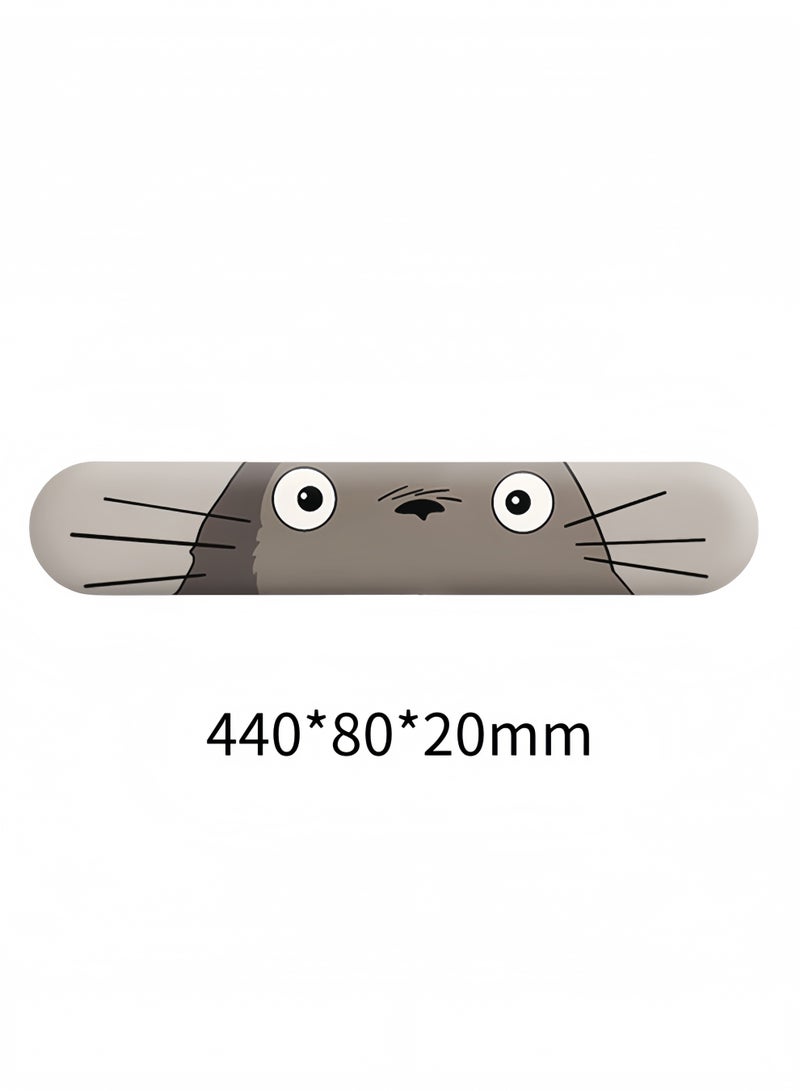 توتورو حاملة فأرة مريحة للمعصم مع دعم - مجموعة بساط مكتب من رغوة الذاكرة للوحة المفاتيح والفأرة، مانع للانزلاق للألعاب والمكتب (بتصميم كرتوني رمادي) - Image 4