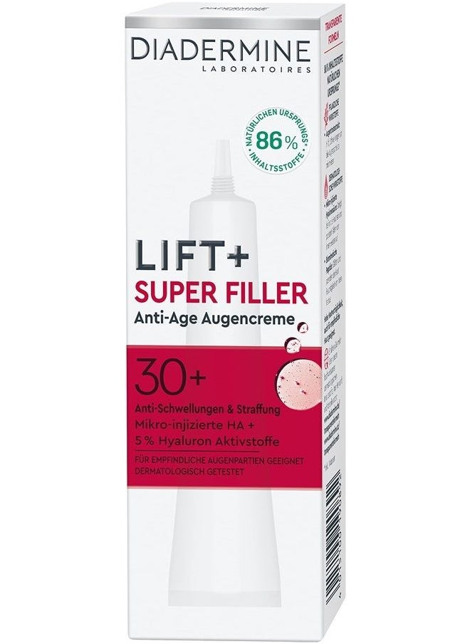 Diadermine - Genuine German Diadermine Lift + Super Filler deep-acting Hyaluron Eye Cream 0.5oz. / 15ml - Image 1