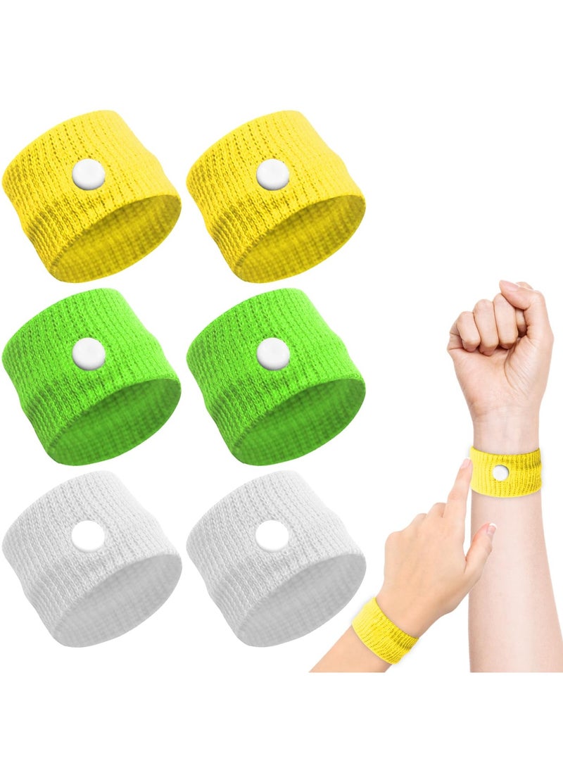 CMGTYYD 3Pcs Car Motion Sickness Wristbands, Motion Sickness Bands for Kids Acupressure Nausea Relief Band for Morning Sickness Sea Travel(White&Yellow&Green) - Image 1