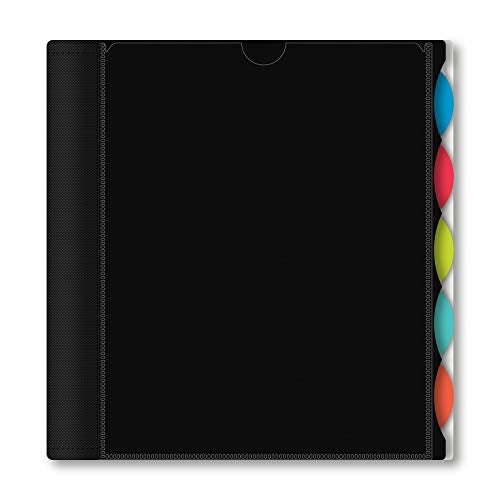 IQ iScholar 5Subject Poly Cover Wirebound Notebook College Ruled 11 x 85 Inch Sheet Size 200 Sheets Black 59906BK