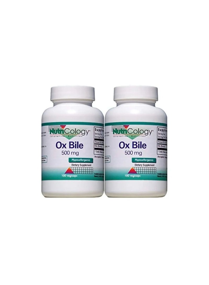 Nutricology عبوة من 2 مكمل غذائي من عصارة الصفراء للأبقار 500 ملغ - 100 كبسولة