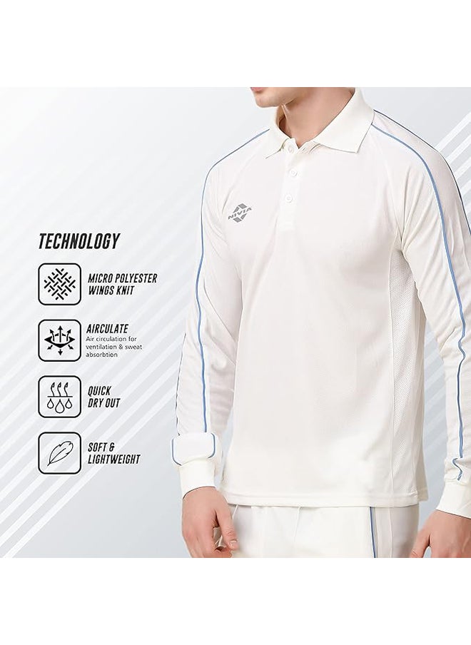 Nivia Eden Full Sleeve Cricket Jersey for Men | Micro Polyster T-shirt | Cricket Kit | Cricket T-shirt for Men  - Image 4