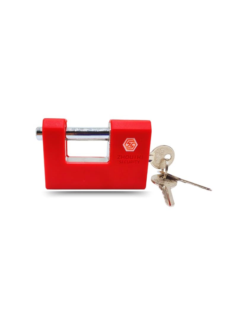 HEADLY HeavyDuty Nickel Plated Padlock 90 MM Lock and 3 Keys Hardened Padlock Security Lock for Garage Door Containers Shutter Locker Warehouse Gates Red  - Image 1