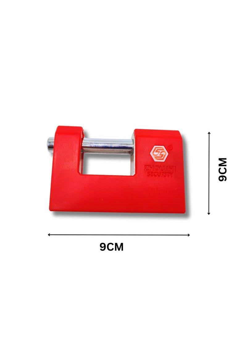 HEADLY HeavyDuty Nickel Plated Padlock 90 MM Lock and 3 Keys Hardened Padlock Security Lock for Garage Door Containers Shutter Locker Warehouse Gates Red  - Image 2