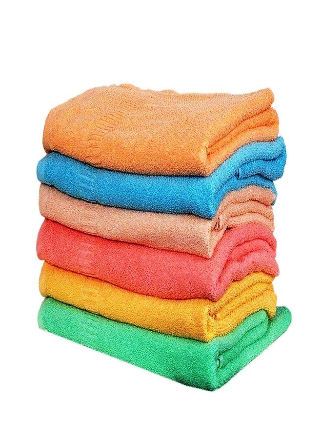 Space Fly 500 GSM Cotton Plain High Absorbent Hand Towel for Kitchen and Bathroom (Size: 11X 17 inch) (Color- Pink, Green, Brown, Blue, Yellow, Orange)- Hand Towel Set of 6. - Image 1