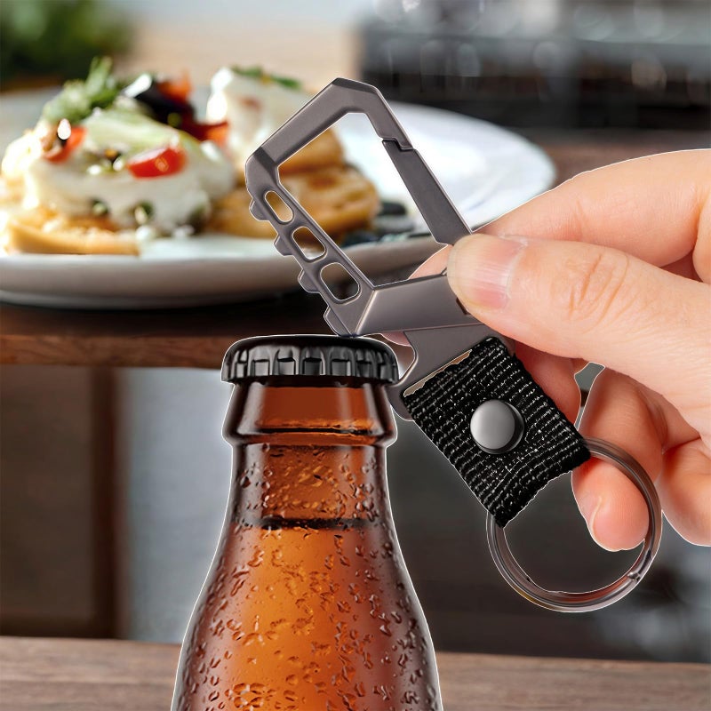 Pxvikis Heavy duty key chain metal carabiner clip bottle opener keychain holder car key fob belt ring unisex for men and women.Black - Image 3
