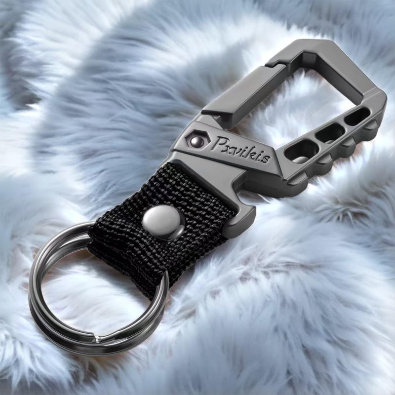 Pxvikis Heavy duty key chain metal carabiner clip bottle opener keychain holder car key fob belt ring unisex for men and women.Black - Image 5