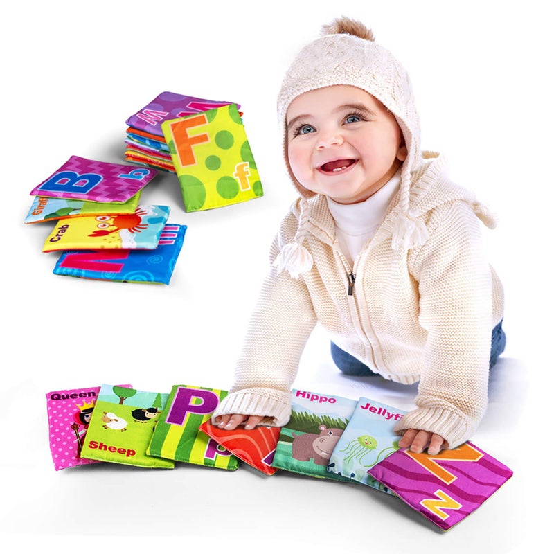 MoraBaby 26 Pieces Soft Alphabet Cards with Cloth Storage Bag for Babies Infants Toddlers and Kids ABCs Learning Flash Cards Best Early Educational Toys for 0 1 2 3 Years Old Boys and Girls - Image 3