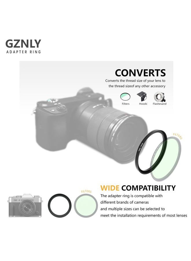 GZNLY Step-up Adapter Rings for Camera Lens Filter Adapter Black Metal Step Down Filter Ring Lens Converter Accessory (52mm-82mm) - Image 4