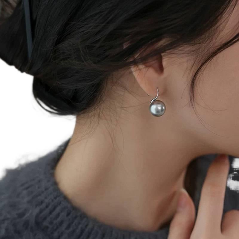 Lightweight Metal Geometric Pearl Stud Earrings with Silver Detail Daily Wear Jewelry for Women for Work and School - Image 1