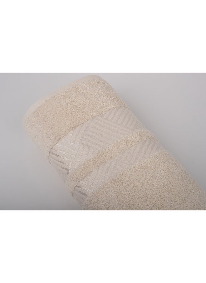 White Rose TRACK - 500 GSM - 100% Cotton Terry - Jacquard Border- 1 Bath Sheet 80X160 cm- Luxury Touch - Extra Absorbent- Cream  - Image 2