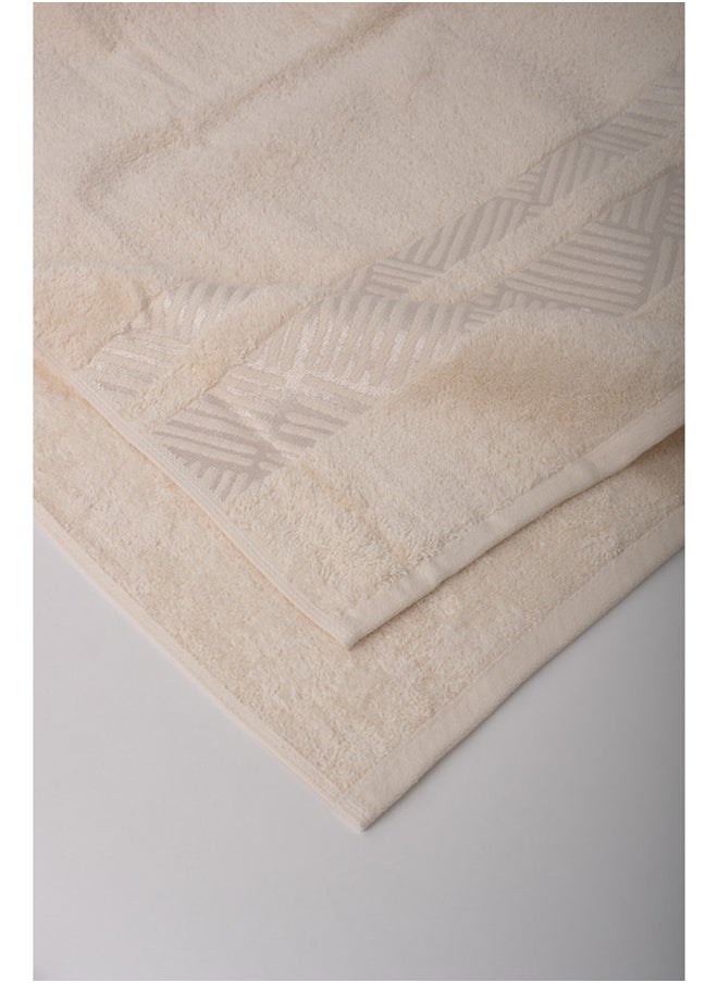 White Rose TRACK - 500 GSM - 100% Cotton Terry - Jacquard Border- 1 Bath Sheet 80X160 cm- Luxury Touch - Extra Absorbent- Cream  - Image 5