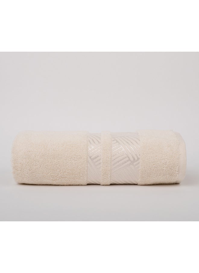 White Rose TRACK - 500 GSM - 100% Cotton Terry - Jacquard Border- 1 Bath Sheet 80X160 cm- Luxury Touch - Extra Absorbent- Cream  - Image 4