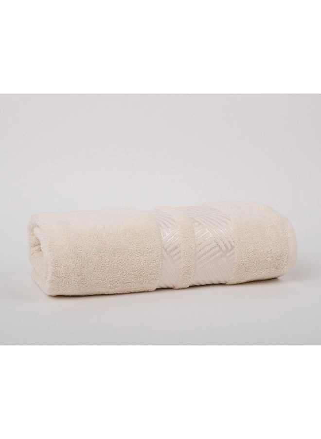 White Rose TRACK - 500 GSM - 100% Cotton Terry - Jacquard Border- 1 Bath Sheet 80X160 cm- Luxury Touch - Extra Absorbent- Cream  - Image 3