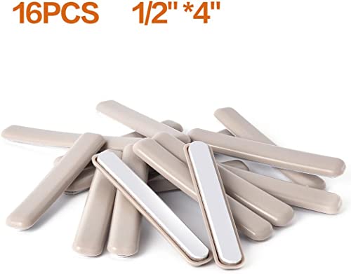 Ezprotekt 16 Pack Self-Stick Furniture Movers Sliders Strip for Carpet, 1/2 x 4 inch Rectangular Furniture Moving Pads, Self Adhesive Strip Sliders Gliders for Chair Table Desk Sofa Couch (Beige) - Image 2